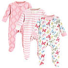 Alternate image 0 for Touched by Nature Size 3-6M 3-Pack Organic Cotton Butterfly Sleep and Play Footies