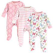 Touched by Nature 3-Pack Organic Cotton Butterfly Sleep and Play Footies