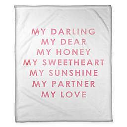 Designs Direct "My Darling My Love" Fleece Throw Blanket in White