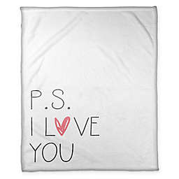 Designs Direct "P.S. I Love You" Throw Blanket in White