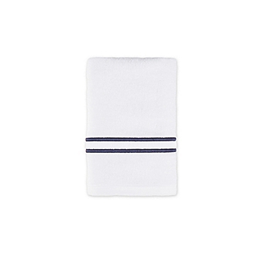 Wamsutta&reg; Classic Baratta Turkish Cotton Embroidered Hand Towel in White/Navy. View a larger version of this product image.