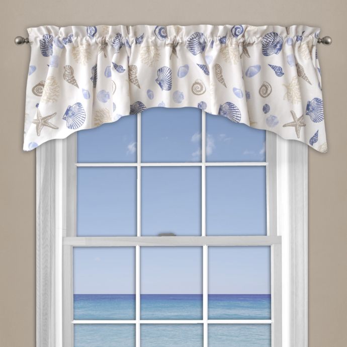 Seashore Coral Window Curtain Valance In Blue Bed Bath Beyond