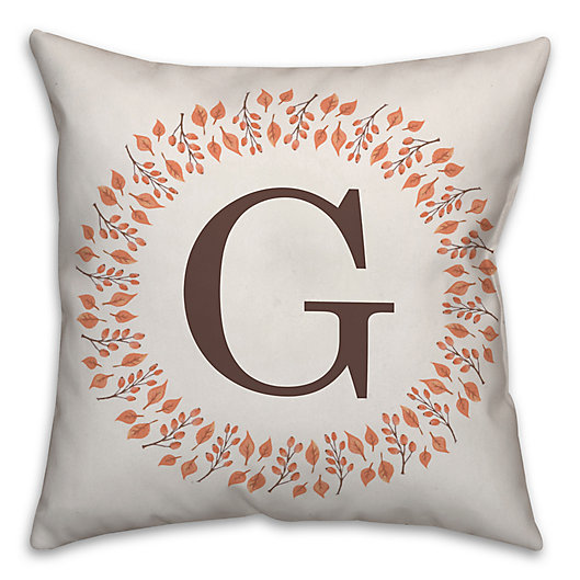 Alternate image 1 for Designs Direct Fall Leaf Monogram Square Indoor/Outdoor Throw Pillow in Brown