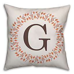 Designs Direct Fall Leaf Monogram Square Indoor/Outdoor Throw Pillow in Brown