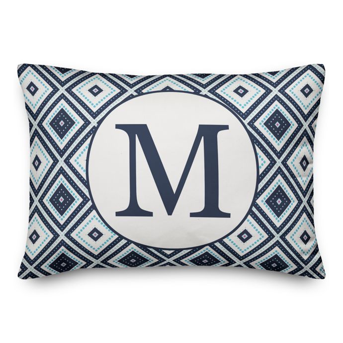 Designs Direct Diamond Monogram Oblong Indoor/Outdoor Throw Pillow in