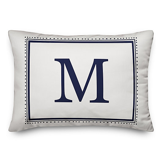 Alternate image 1 for Designs Direct Simple Monogram Oblong Indoor/Outdoor Throw Pillow in Blue