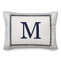 Designs Direct Simple Monogram Oblong Indoor/Outdoor Throw Pillow in Blue