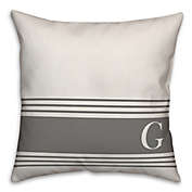 Designs Direct Stripe Monogram Indoor/Outdoor Pillow in Grey