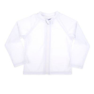Baby Buns Long Sleeve Zip-Front Rash Guard in White