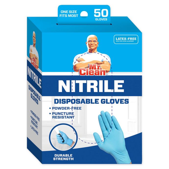 Mr. Clean® 50Pack Nitrile Cleaning Gloves in Blue/White Bed Bath and Beyond Canada