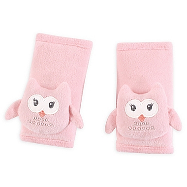Hudson Baby&reg; Cushioned Owl Strap Covers in Pink. View a larger version of this product image.
