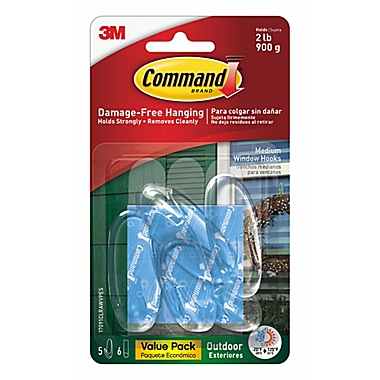 3M Command&trade; Clear Medium Outdoor Window Hooks (Set of 5). View a larger version of this product image.