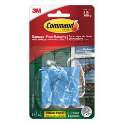 3M Command™ Clear Medium Outdoor Window Hooks (Set of 5)