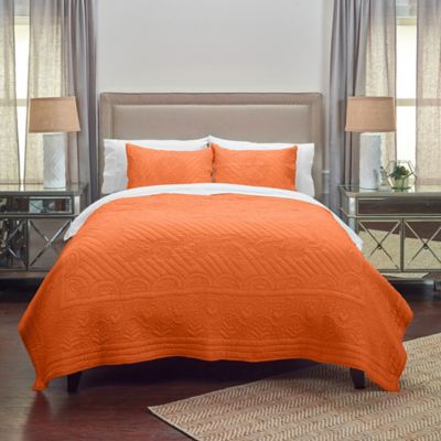 Rizzy Home Moroccan Fling Floral Twin XL Quilt in Orange