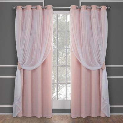 Catarina 63-Inch Grommet Room Darkening Window Curtain in Blush (Set of 2)