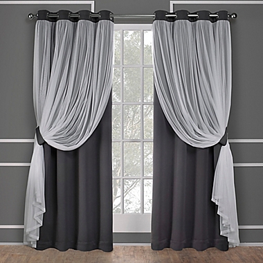 Catarina 63-Inch Grommet Room Darkening Window Curtain in Black Pearl (Set of 2). View a larger version of this product image.
