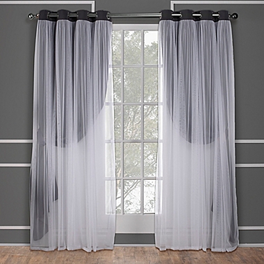 Catarina 63-Inch Grommet Room Darkening Window Curtain in Black Pearl (Set of 2). View a larger version of this product image.