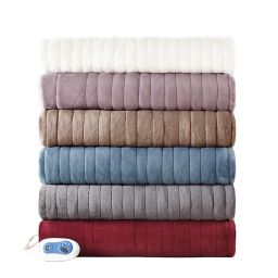 Beautyrest Heated Plush Oversized Solid Throw