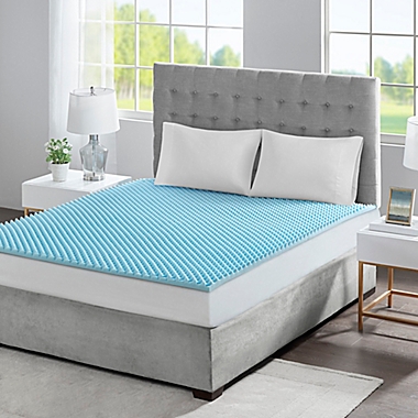 Sleep Philosophy Flexapedic 1.5-Inch Gel Memory Foam Mattress Topper in Blue. View a larger version of this product image.