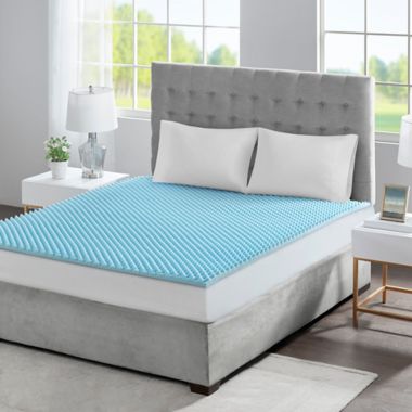 Sleep Philosophy Flexapedic 1.5-Inch Gel Memory Foam Queen Mattress Topper in Blue. View a larger version of this product image.