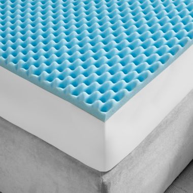 Sleep Philosophy Flexapedic 1.5-Inch Gel Memory Foam Queen Mattress Topper in Blue. View a larger version of this product image.