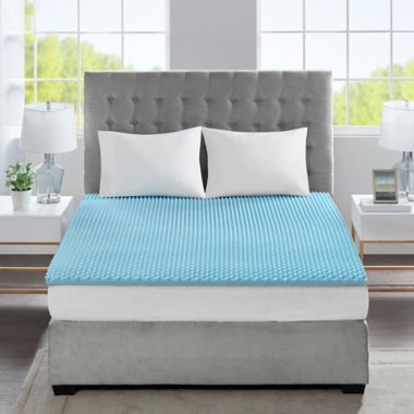 Sleep Philosophy Flexapedic 1.5-Inch Gel Memory Foam Queen Mattress Topper in Blue. View a larger version of this product image.