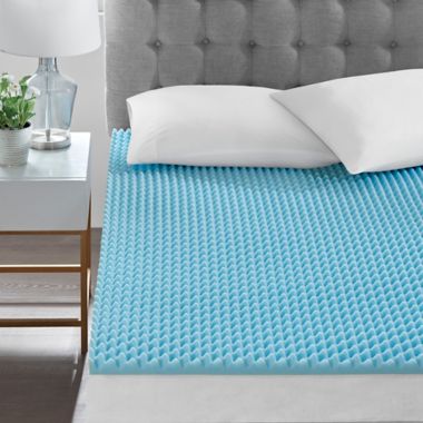 Sleep Philosophy Flexapedic 1.5-Inch Gel Memory Foam Queen Mattress Topper in Blue. View a larger version of this product image.