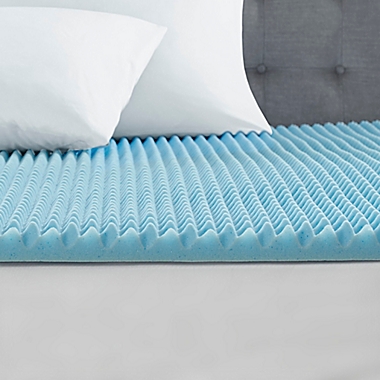 Sleep Philosophy Flexapedic 1.5-Inch Gel Memory Foam Mattress Topper in Blue. View a larger version of this product image.