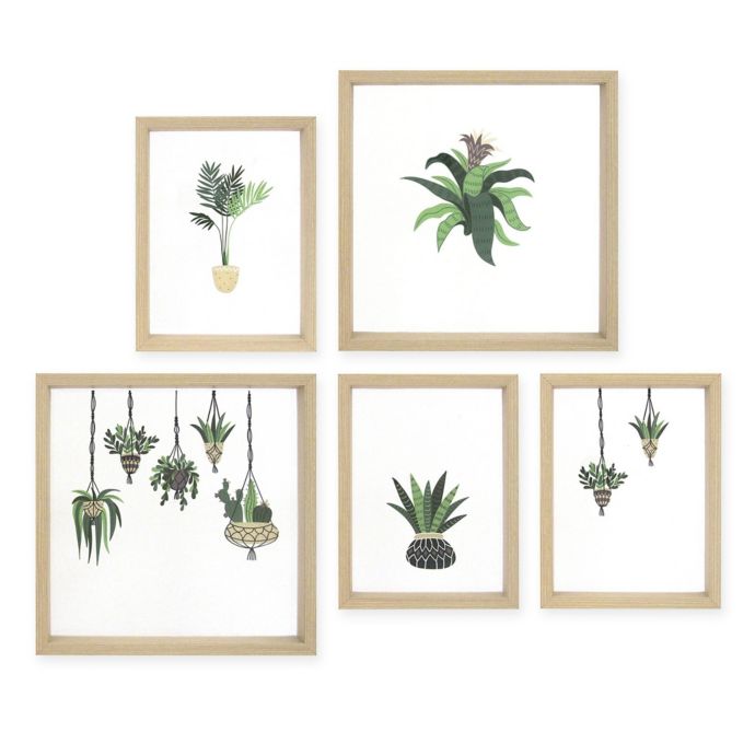 Plants 5 Piece Gallery Framed Wall Art Set In Natural Bed Bath Beyond