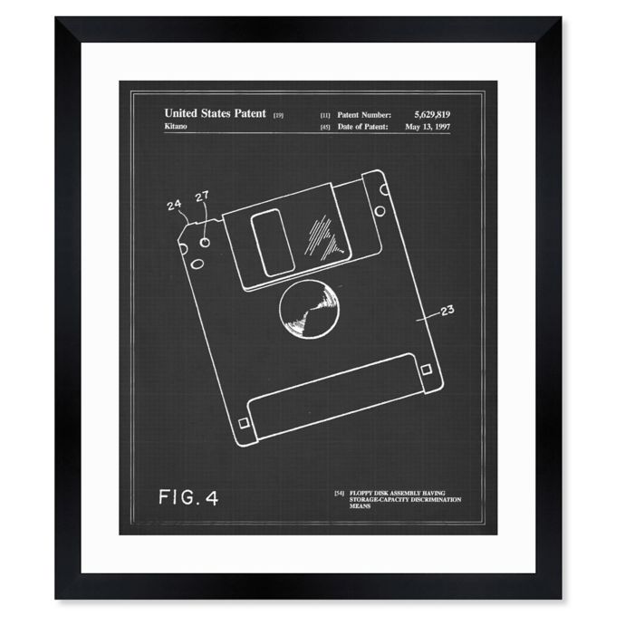 Oliver Gal Floppy Disk 1997 Framed Patent Wall Art In Black Bed Bath Beyond