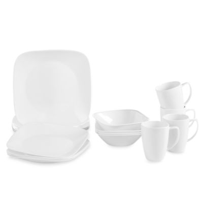 Corelle Vivid White Square 16 Piece Dinnerware Set Bed Bath Beyond