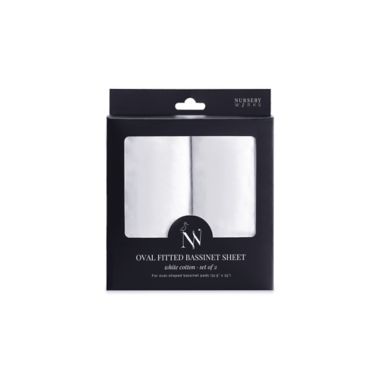 Nursery Works&trade; 300-Thread Count Bassinet Set Bassinet Sheet in White. View a larger version of this product image.