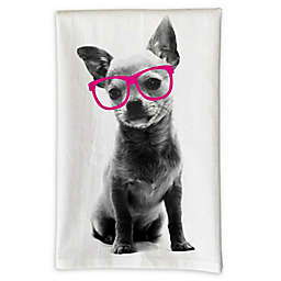 Love You a Latte Shop Chihuahua with Glasses Handmade Kitchen Towel in White