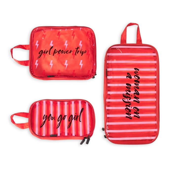 Miamica® 3Piece Girl Power Packing Cubes in Red/White Bed Bath & Beyond