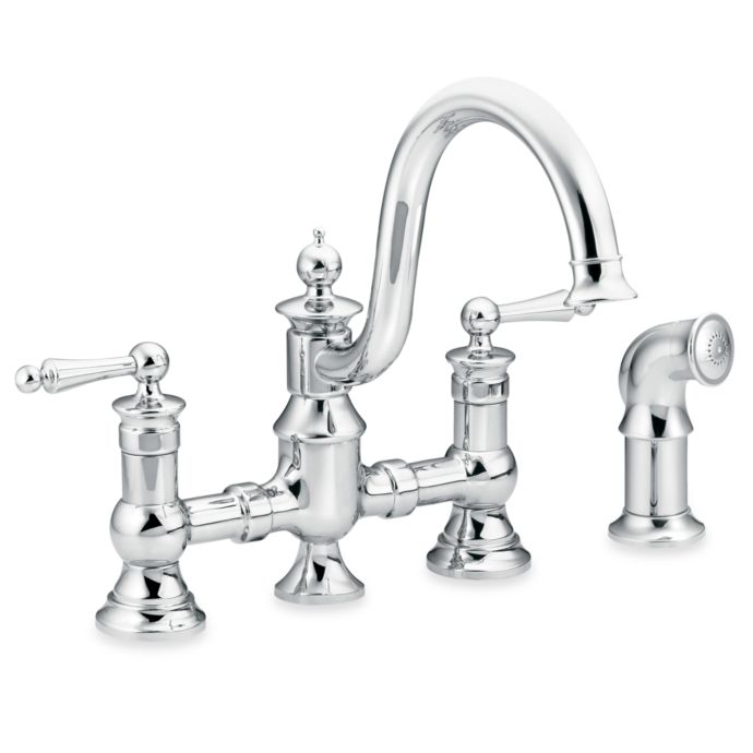 Moen Waterhill 2 Handled 14 Inch Chrome Kitchen Faucet With Side