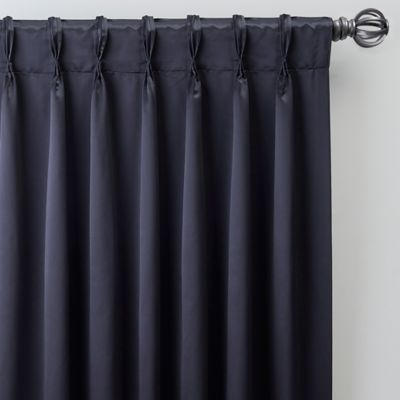 Silken 95-Inch Pinch Pleat Window Curtain Panel in Midnight (Single)