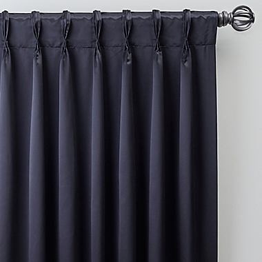 Silken 63-Inch Pinch Pleat Window Curtain Panel in Midnight (Single). View a larger version of this product image.