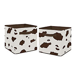 Sweet Jojo Designs Wild West Cow Print Storage Bins in Brown/Cream (Set of 2)