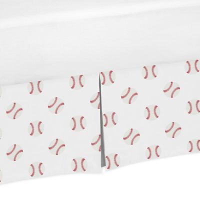 Sweet JoJo Designs&reg; Baseball Patch Crib Skirt in Red/White