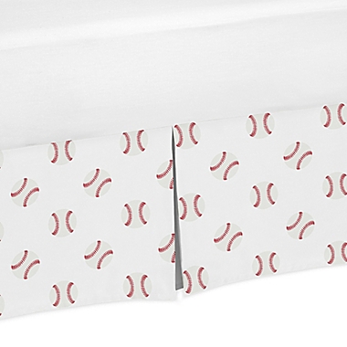 Sweet JoJo Designs&reg; Baseball Patch Crib Skirt in Red/White. View a larger version of this product image.