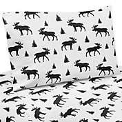 Sweet Jojo Designs&reg; Rustic Patch Collection Moose Twin Sheet Set in Black/White
