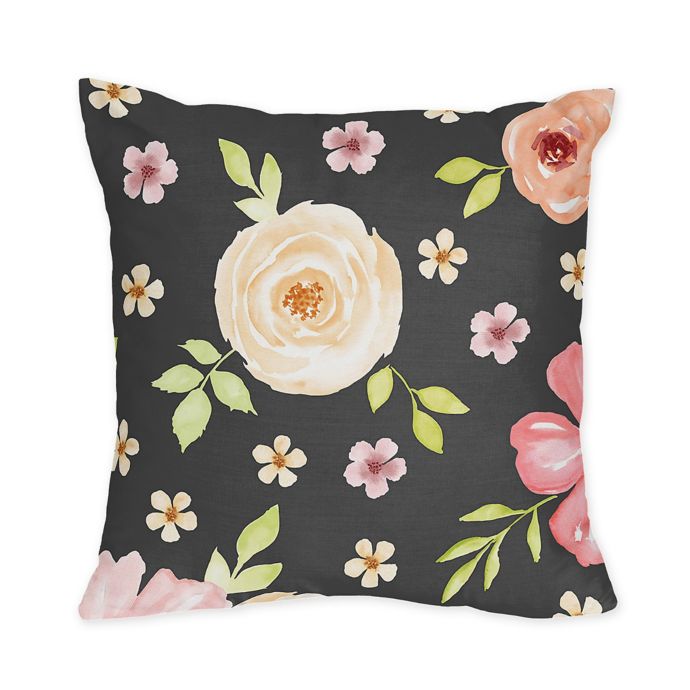 Sweet Jojo Designs Watercolor Floral Square Throw Pillows In