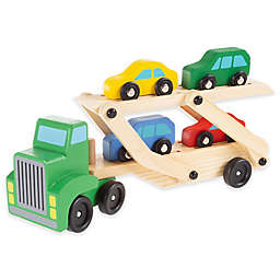 Wooden 2-Level Loader Truck and 4 Car Set