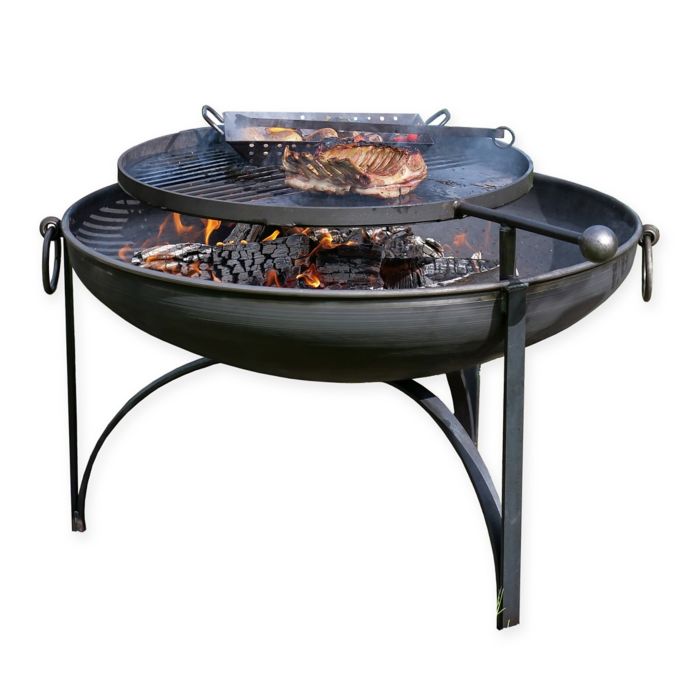 Plain Jane Steel Fire Pit With Bbq Rack In Grey Bed Bath Beyond