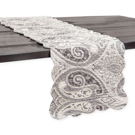 C&F NAZIMA GRAY Quilted Cotton 14" x 51" Table Runner