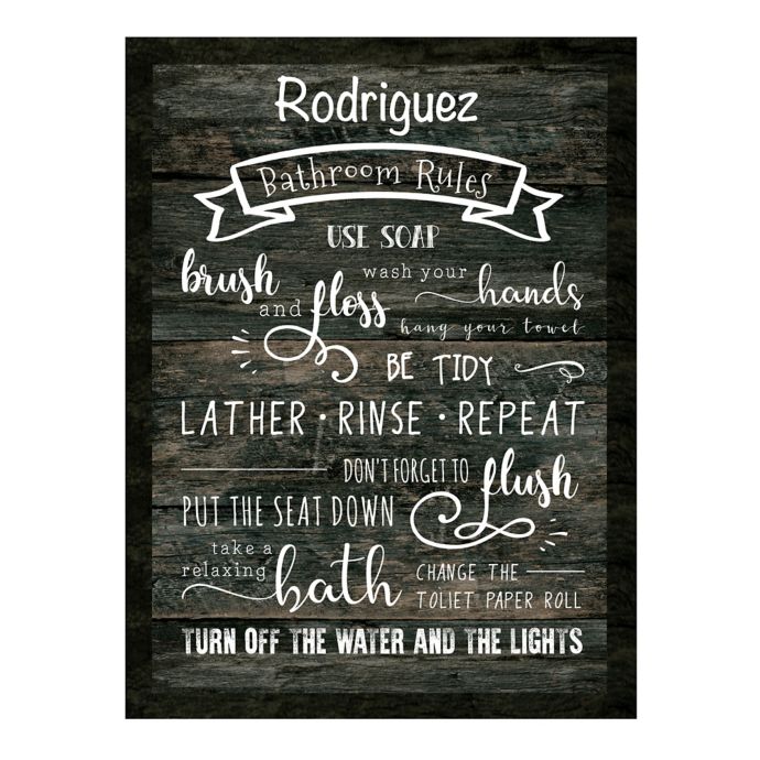 Courtside Market Bathroom Rules 16 Inch X 1 5 Inch Canvas Wall Art Bed Bath Beyond