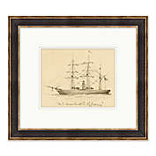 Ship Sketch 17.75-Inch x 15.75-Inch Paper Framed Print Wall Art
