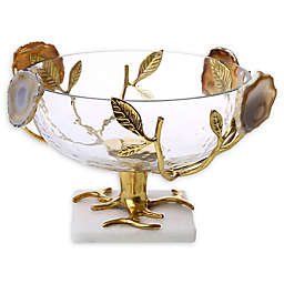 Classic Touch Marble Footed Salad Bowl in Gold