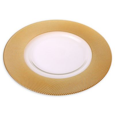 Classic Touch Trophy Solar Charger Plates in White/Gold (Set of 4)