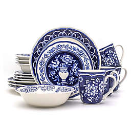 Blue Garden 16-Piece Hand-Painted Dinnerware Set